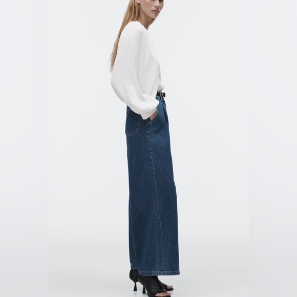 ZARA SATIN EFFECT BLOUSE CAPE SLEEVE STYLE SIZE M AND L COLOR OYSTER WHITE NWT - Picture 5 of 17